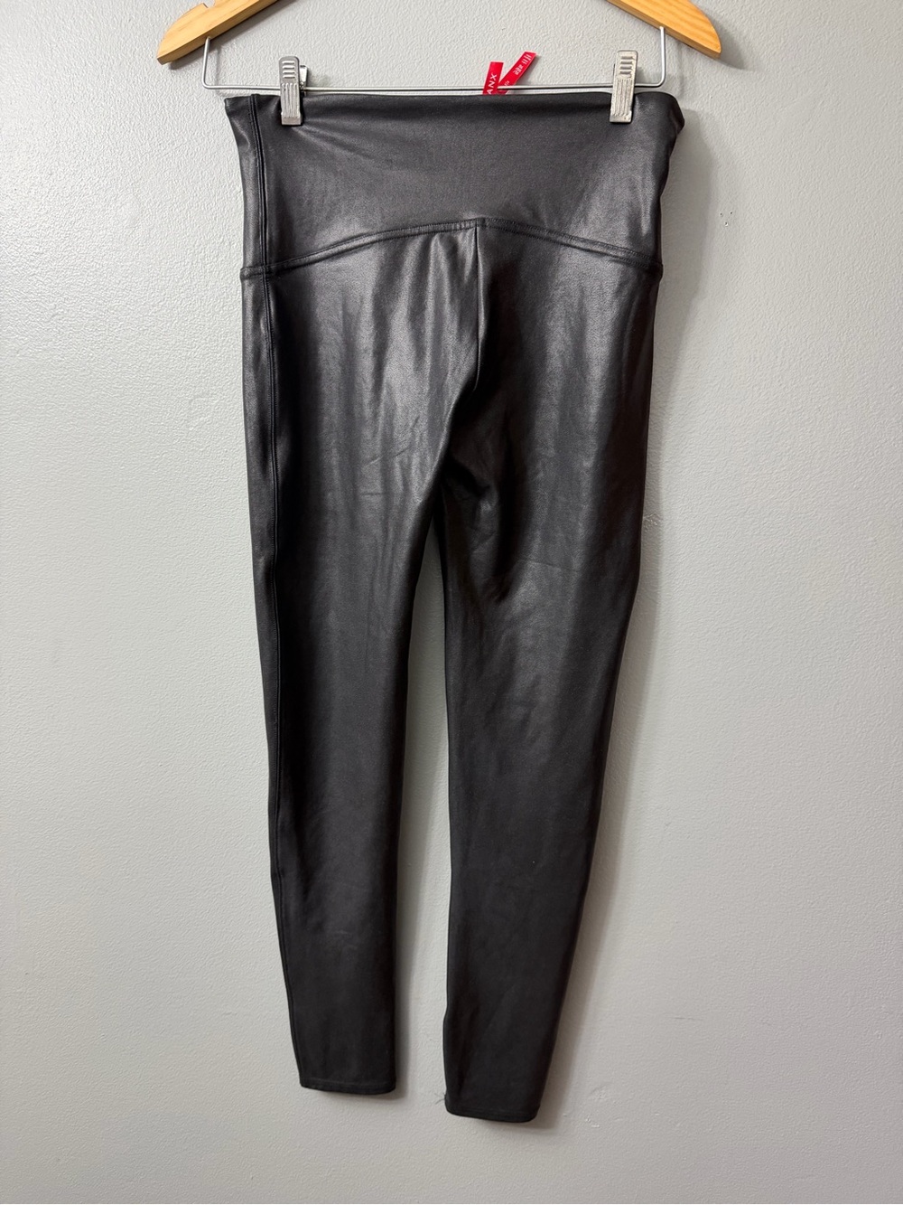 SPANX Black Faux Leather High-Waist Leggings XL